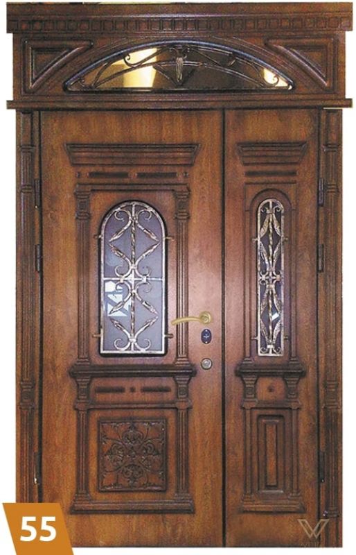 Двери входные, двополые с фрамугой