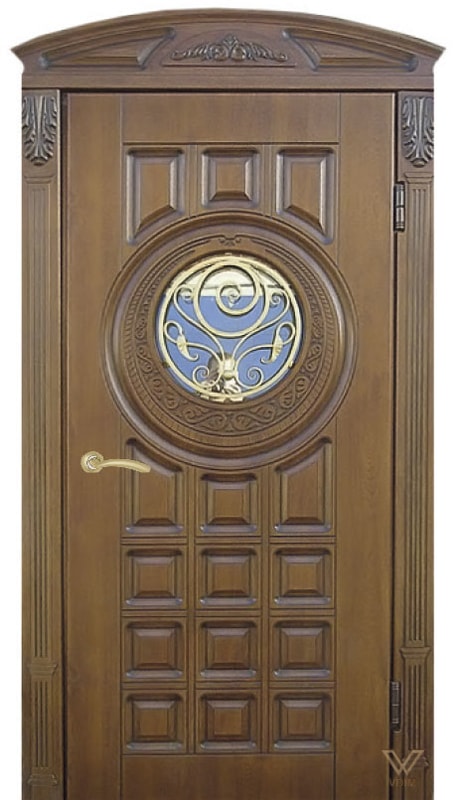 Двери входные однополые с карнизом