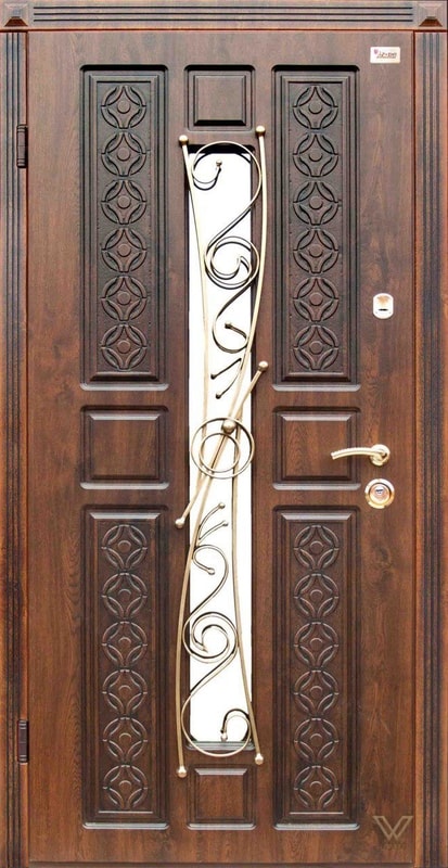 Двері вхідні, однополі з ковкою та склопакетом