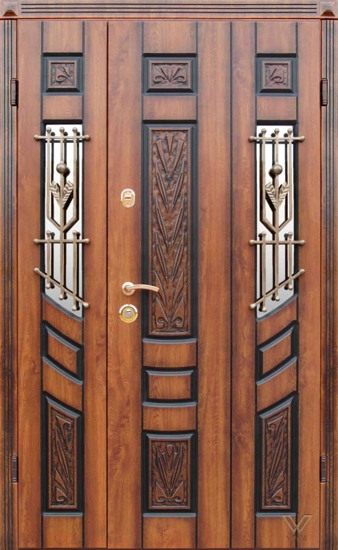 Двері вхідні, двополі з двома склопакетами